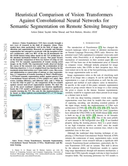 Heuristical Comparison of Vision Transformers Against Convolutional Neural Networks for Semantic Segmentation on Remote Sensing Imagery