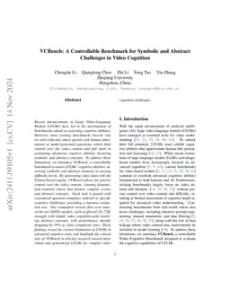 VCBench: A Controllable Benchmark for Symbolic and Abstract Challenges
  in Video Cognition