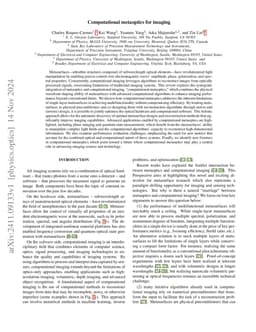 Computational metaoptics for imaging