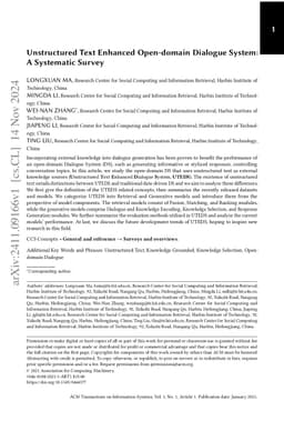 Unstructured Text Enhanced Open-domain Dialogue System: A Systematic
  Survey
