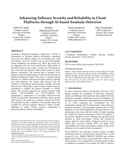 Advancing Software Security and Reliability in Cloud Platforms through AI-based Anomaly Detection
