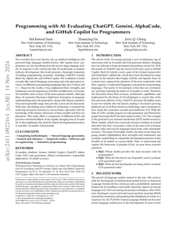 Programming with AI: Evaluating ChatGPT, Gemini, AlphaCode, and GitHub
  Copilot for Programmers