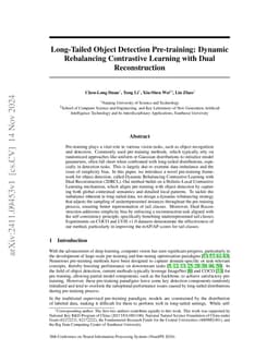 Long-Tailed Object Detection Pre-training: Dynamic Rebalancing
  Contrastive Learning with Dual Reconstruction