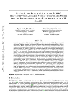 Assessing the Performance of the DINOv2 Self-supervised Learning Vision
  Transformer Model for the Segmentation of the Left Atrium from MRI Images