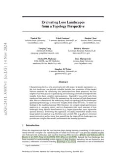 Evaluating Loss Landscapes from a Topology Perspective