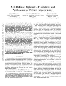 Self-Defense: Optimal QIF Solutions and Application to Website
  Fingerprinting
