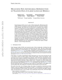 Measuring Non-Adversarial Reproduction of Training Data in Large
  Language Models