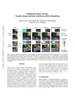 Modification Takes Courage: Seamless Image Stitching via Reference-Driven Inpainting