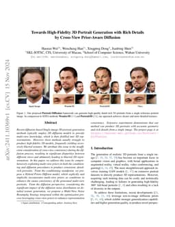 Towards High-Fidelity 3D Portrait Generation with Rich Details by
  Cross-View Prior-Aware Diffusion