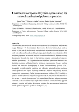 Constrained composite Bayesian optimization for rational synthesis of polymeric particles