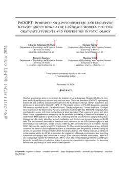 PhDGPT: Introducing a psychometric and linguistic dataset about how
  large language models perceive graduate students and professors in psychology