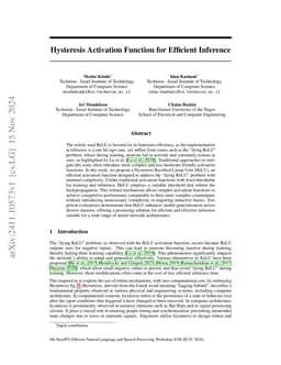Hysteresis Activation Function for Efficient Inference