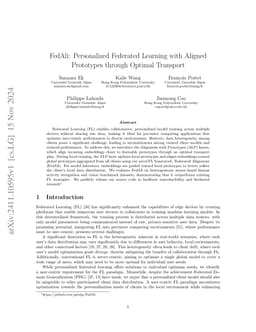 FedAli: Personalized Federated Learning with Aligned Prototypes through
  Optimal Transport