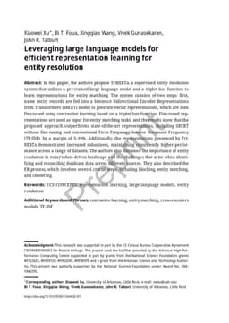 Leveraging large language models for efficient representation learning
  for entity resolution