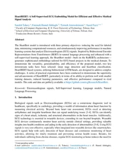HeartBERT: A Self-Supervised ECG Embedding Model for Efficient and Effective Medical Signal Analysis