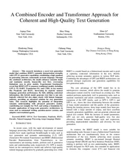 A Combined Encoder and Transformer Approach for Coherent and
  High-Quality Text Generation