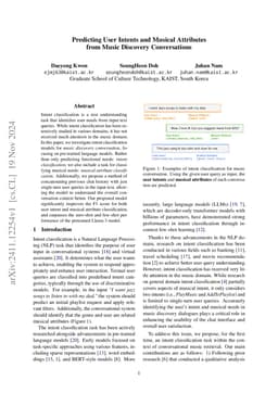 Predicting User Intents and Musical Attributes from Music Discovery
  Conversations