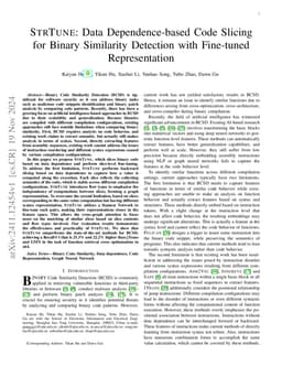 StrTune: Data Dependence-based Code Slicing for Binary Similarity
  Detection with Fine-tuned Representation
