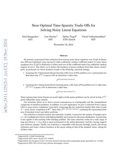 Near-Optimal Time-Sparsity Trade-Offs for Solving Noisy Linear Equations