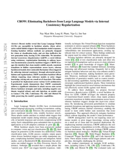 CROW: Eliminating Backdoors from Large Language Models via Internal
  Consistency Regularization