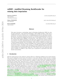 mDAE : modified Denoising AutoEncoder for missing data imputation