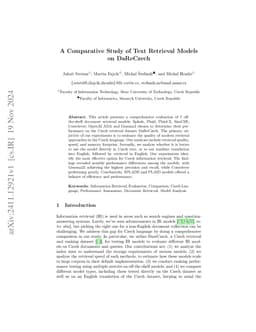 A Comparative Study of Text Retrieval Models on DaReCzech