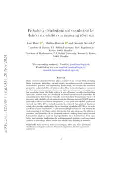 Probability distributions and calculations for Hake's ratio statistics
  in measuring effect size