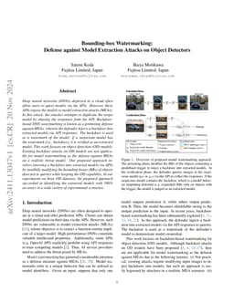 Bounding-box Watermarking: Defense against Model Extraction Attacks on
  Object Detectors