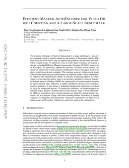 Efficient Masked AutoEncoder for Video Object Counting and A Large-Scale Benchmark