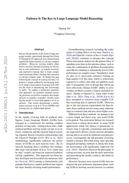 Patience Is The Key to Large Language Model Reasoning