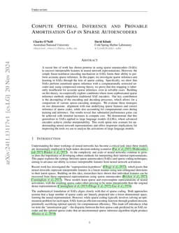 Compute Optimal Inference and Provable Amortisation Gap in Sparse Autoencoders