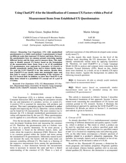 Using ChatGPT-4 for the Identification of Common UX Factors within a
  Pool of Measurement Items from Established UX Questionnaires