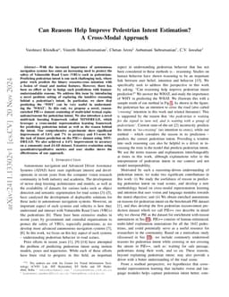 Can Reasons Help Improve Pedestrian Intent Estimation? A Cross-Modal
  Approach