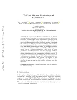 Verifying Machine Unlearning with Explainable AI