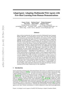 AdaptAgent: Adapting Multimodal Web Agents with Few-Shot Learning from
  Human Demonstrations