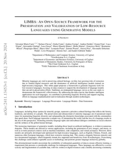 LIMBA: An Open-Source Framework for the Preservation and Valorization of
  Low-Resource Languages using Generative Models