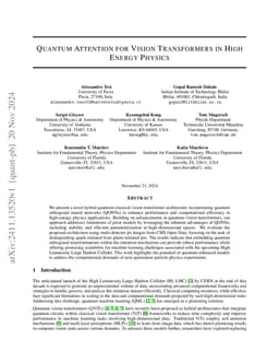 Quantum Attention for Vision Transformers in High Energy Physics