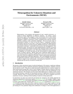 Metacognition for Unknown Situations and Environments (MUSE)
