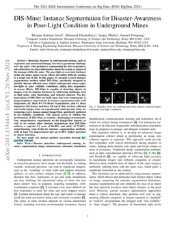DIS-Mine: Instance Segmentation for Disaster-Awareness in Poor-Light
  Condition in Underground Mines