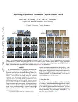 Generating 3D-Consistent Videos from Unposed Internet Photos