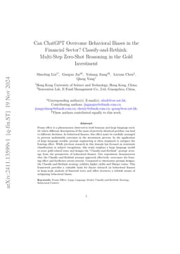 Can ChatGPT Overcome Behavioral Biases in the Financial Sector? Classify-and-Rethink: Multi-Step Zero-Shot Reasoning in the Gold Investment