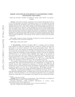 Error Analysis of Sum-Product Algorithms under Stochastic Rounding