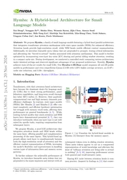 Hymba: A Hybrid-head Architecture for Small Language Models