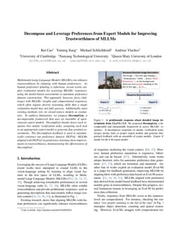 Decompose and Leverage Preferences from Expert Models for Improving
  Trustworthiness of MLLMs