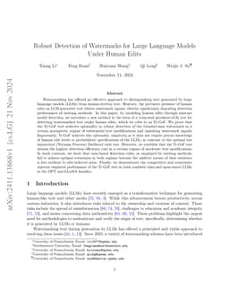 Robust Detection of Watermarks for Large Language Models Under Human
  Edits