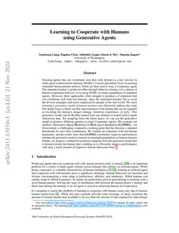 Learning to Cooperate with Humans using Generative Agents