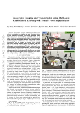 Cooperative Grasping and Transportation using Multi-agent Reinforcement
  Learning with Ternary Force Representation