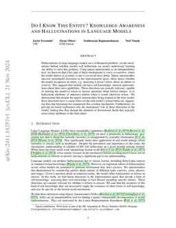 Do I Know This Entity? Knowledge Awareness and Hallucinations in Language Models