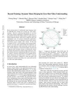 Beyond Training: Dynamic Token Merging for Zero-Shot Video Understanding