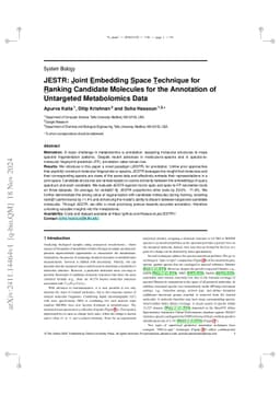 JESTR: Joint Embedding Space Technique for Ranking Candidate Molecules
  for the Annotation of Untargeted Metabolomics Data